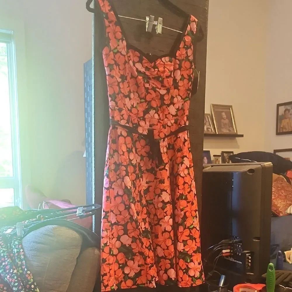 Heart Of Haute Red Pink Black Floral Dress